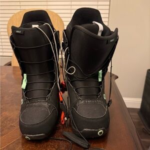 Black Snowboard Boots with Mint Accents